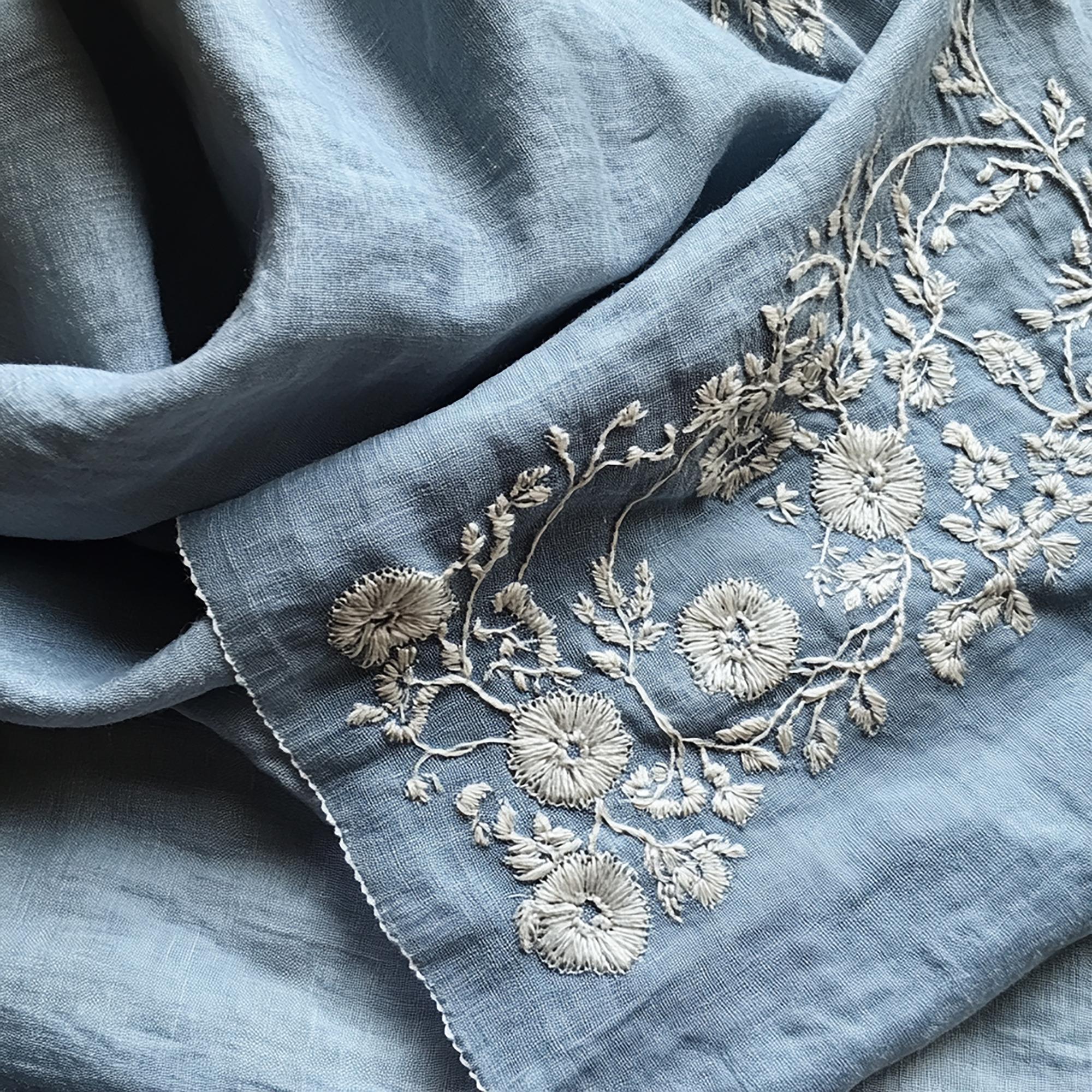 Monogrammed handkerchief corner restored